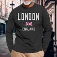 Vintage London England Vintage Souvenir England Flag Long Sleeve T-Shirt Gifts for Old Men