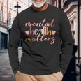 Vintage Mental Health Matter Christmas Birthday Father's Day Long Sleeve T-Shirt Gifts for Old Men