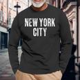 Vintage New York City Retro Distressed Text Nyc Long Sleeve T-Shirt Gifts for Old Men