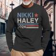 Vintage Nikki Haley 2024 For President Election Campaign Long Sleeve T-Shirt Gifts for Old Men