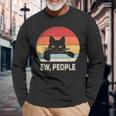 Vintage Retro Ew People Black Cat Long Sleeve T-Shirt Gifts for Old Men