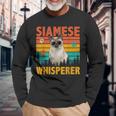 Vintage Retro Siamese Whisperer Cat Sunglasses Lover Long Sleeve T-Shirt Gifts for Old Men