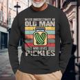 Vintage Never Underestimate An Old Man Who Loves Pickles Long Sleeve T-Shirt Gifts for Old Men