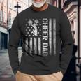 Vintage Us American Flag Cheerleading Cheer Dad Fathers Day Long Sleeve T-Shirt Gifts for Old Men