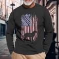 Vintage Usa Flag Love Labrador Retriever Dog Lab Silhouette Long Sleeve T-Shirt Gifts for Old Men