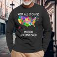 Visit All 50 States Map Usa Travel Long Sleeve T-Shirt Gifts for Old Men