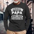 Vorsichtor Dem Papa Die Zwillinge Sind Harmlos Langarmshirts Geschenke für alte Männer