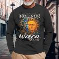 Waco Texas 2024 Total Solar Eclipse Cosmic April 8 Souvenir Long Sleeve T-Shirt Gifts for Old Men