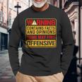 Warning Contains Facts And Opinions Some May Find Offensive Long Sleeve T-Shirt Gifts for Old Men