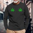 Weed Green Boobs Cannabis Stoner 420 Marijuana Woman Long Sleeve T-Shirt Gifts for Old Men