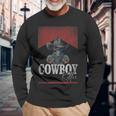 Western Cowboy Killer Cowboy Skeleton Hat And Scarf Long Sleeve T-Shirt Gifts for Old Men