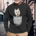 Westie Highland Terrier Pocket For Dog Owner Langarmshirts Geschenke für alte Männer