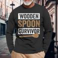 Wooden Spoon Survivor Vintage Humor Discipline Quote Long Sleeve T-Shirt Gifts for Old Men