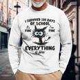 100 Days Of School It's Fine I'm Fine Everything Is Fine Long Sleeve T-Shirt Gifts for Old Men