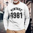 43Rd Birthday Awesome Since 1981 Decorations Vintage Retro Long Sleeve T-Shirt Gifts for Old Men