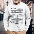 A-10 Thunderbolt Ii Warthog Military Jet Spec Diagram Long Sleeve T-Shirt Gifts for Old Men