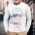 Abe Line Drawing Usa 4Th Of July President Abraham Lincoln Long Sleeve T-Shirt Gifts for Old Men