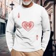 Ace Of Hearts Playing Card Costume Poker Distressed Long Sleeve T-Shirt Gifts for Old Men