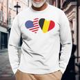 Belgium Usa FlagHeart Belgian Americans Love Cute Long Sleeve T-Shirt Gifts for Old Men
