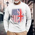 British American Flag Great Britain Union Jack Uk Long Sleeve T-Shirt Gifts for Old Men