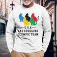 Cat Cuddling Olympic Team Long Sleeve T-Shirt Gifts for Old Men