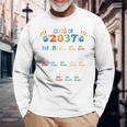 Class Of 2037 Grow With Me Color Handprint Pre-K 12Th Grade Long Sleeve T-Shirt Gifts for Old Men