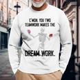 C'mon You Two Team Work Makes The Dream Work Skeleton Brain Long Sleeve T-Shirt Gifts for Old Men