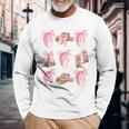 Coquette Pink Bow Cowboy Boots Hat Western Country Cowgirl Long Sleeve T-Shirt Gifts for Old Men