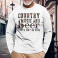 Country Music And Beer That's Why I'm Here Western Country Long Sleeve T-Shirt Gifts for Old Men