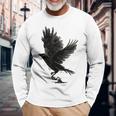 Cuervo Pájaro Cuervo Tatuaje Camiseta de manga larga Regalos para ancianos