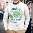 Cute Planet Earth Day Birthday Happy Earth Day 2024 Long Sleeve T-Shirt Gifts for Old Men
