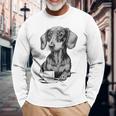Dachshund Puppy Wiener With Coffee Long Sleeve T-Shirt Gifts for Old Men