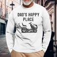 Dad's Happy Place Lawnmower Father's Day Dad Jokes Long Sleeve T-Shirt Gifts for Old Men