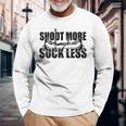 Damen Shoot More Suck Less Lustige Jagdliebhaber Hunter Papa Ehemann Mit-Ausschnitt Langarmshirts Geschenke für alte Männer