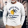 Family Vacation Retro Sunset South Carolina Myrtle Beach Long Sleeve T-Shirt Gifts for Old Men