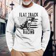 Flat Track Motorcycle Racing American Flag Speedway Dirt Long Sleeve T-Shirt Gifts for Old Men