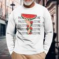 Floral Palestine Watermelon Map Free Palestine Long Sleeve T-Shirt Gifts for Old Men