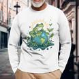 Frog Earth Day Frog Earth Day Green Themed Long Sleeve T-Shirt Gifts for Old Men