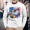 Bald Eagle Hotdog American Flag 4Th Of July Patriotic Long Sleeve T-Shirt Gifts for Old Men