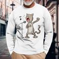 Cat Singing Karaoke Long Sleeve T-Shirt Gifts for Old Men