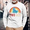 Two Rex Retro Vintage Dinausor 2 Year Old Trex Long Sleeve T-Shirt Gifts for Old Men