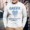 Greek Independence Day National Pride Roots Country Flag Long Sleeve T-Shirt Gifts for Old Men