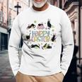 Happy Easter Cat Wearing Bunny Ear Bunny Cat Lover Long Sleeve T-Shirt Gifts for Old Men