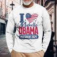 I Heart Michelle Obama 2024 For President Retro Election Long Sleeve T-Shirt Gifts for Old Men