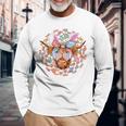 Highland Cow With Easter Eggs Bunny Ear Easter Day Cow Lover Long Sleeve T-Shirt Gifts for Old Men