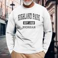 Highland Park Michigan Mi Vintage Sports Black Long Sleeve T-Shirt Gifts for Old Men