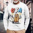 Hot Dog 4Th Of July Fireworks Independence Day Retro Long Sleeve T-Shirt Gifts for Old Men
