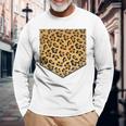 Leopard Print Pocket Cool Animal Lover Cheetah Long Sleeve T-Shirt Gifts for Old Men