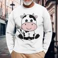 Lindo Animal Deaca Blanco Negro Con Estampado Deaca Kawaii Camiseta de manga larga Regalos para ancianos