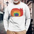 Lindo Gato Arco Iris Adorable Camiseta de manga larga Regalos para ancianos